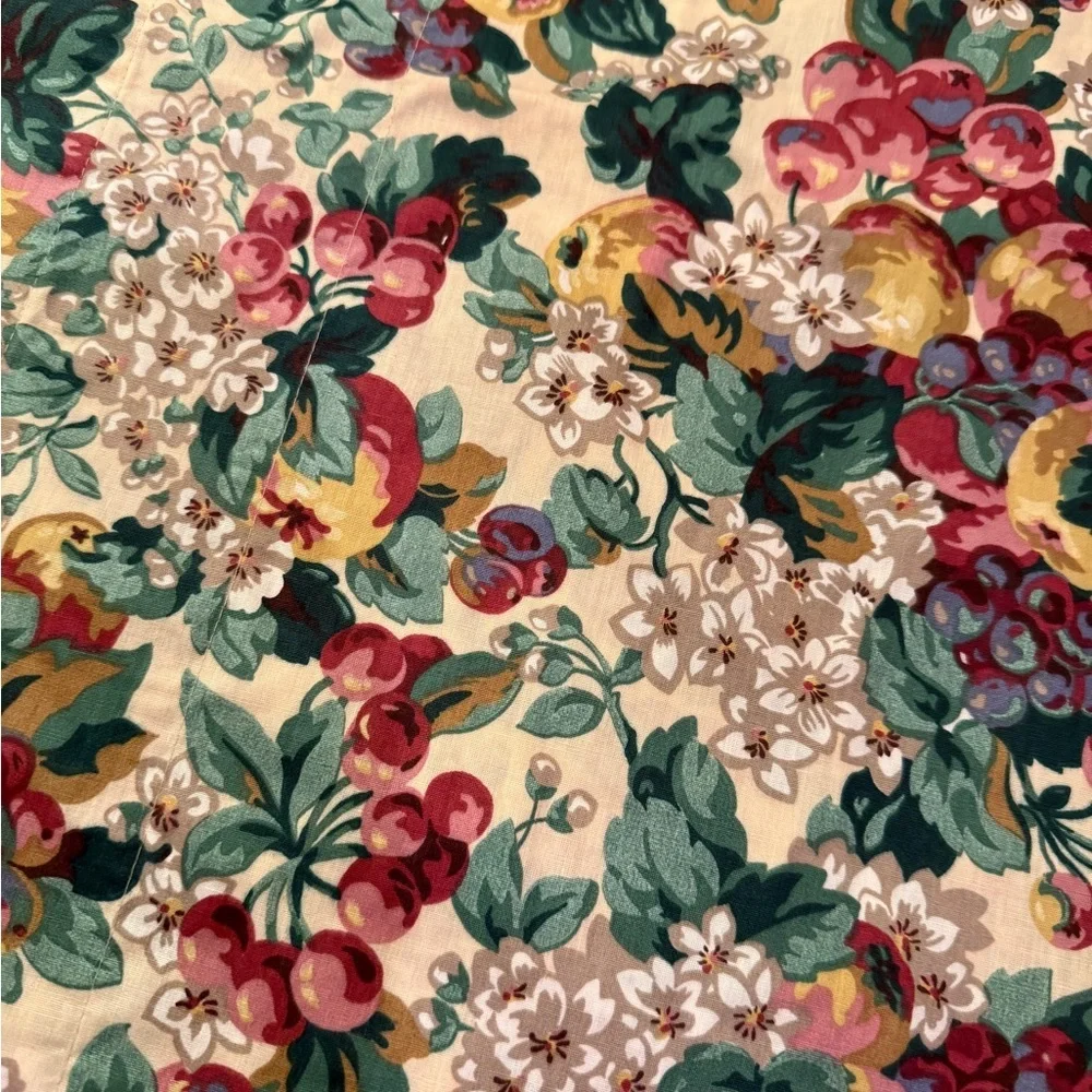 Vintage Laura Ashley Fruit Print Multicolor Floral Curtain Valance